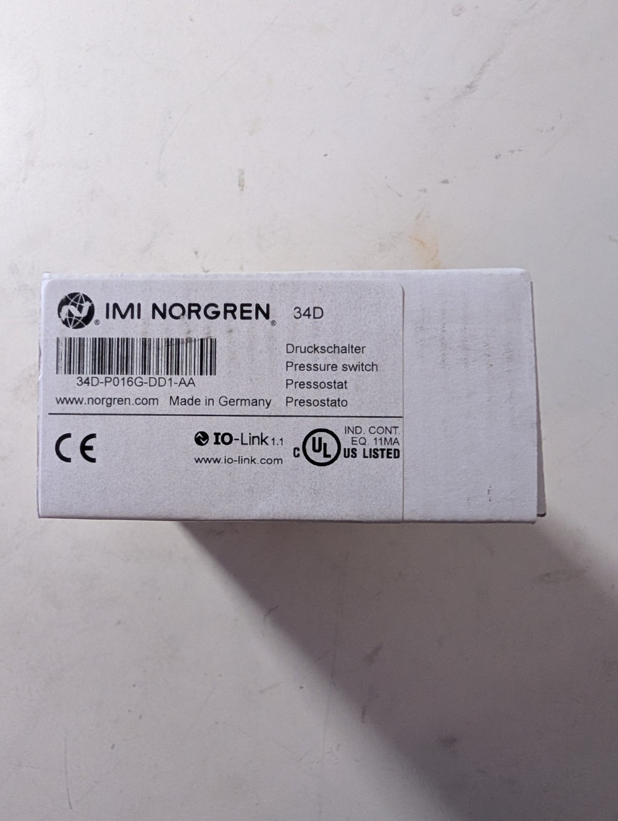 Norgren 34D-P016G-DD1-AA Pressure Switch New In Box
