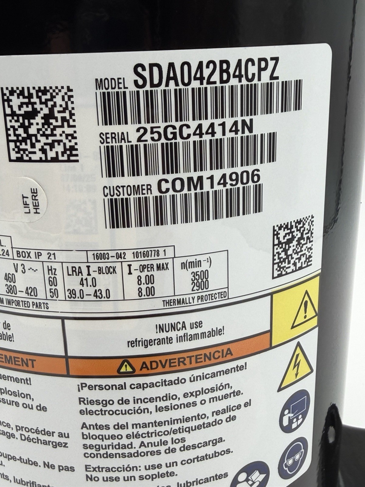ZP42LXE-TFD-833 3.5 TON R410A 460V 3PH ZP42LXE-TFD-800 ZP42K6E-TFD ZP42K5E-TFD