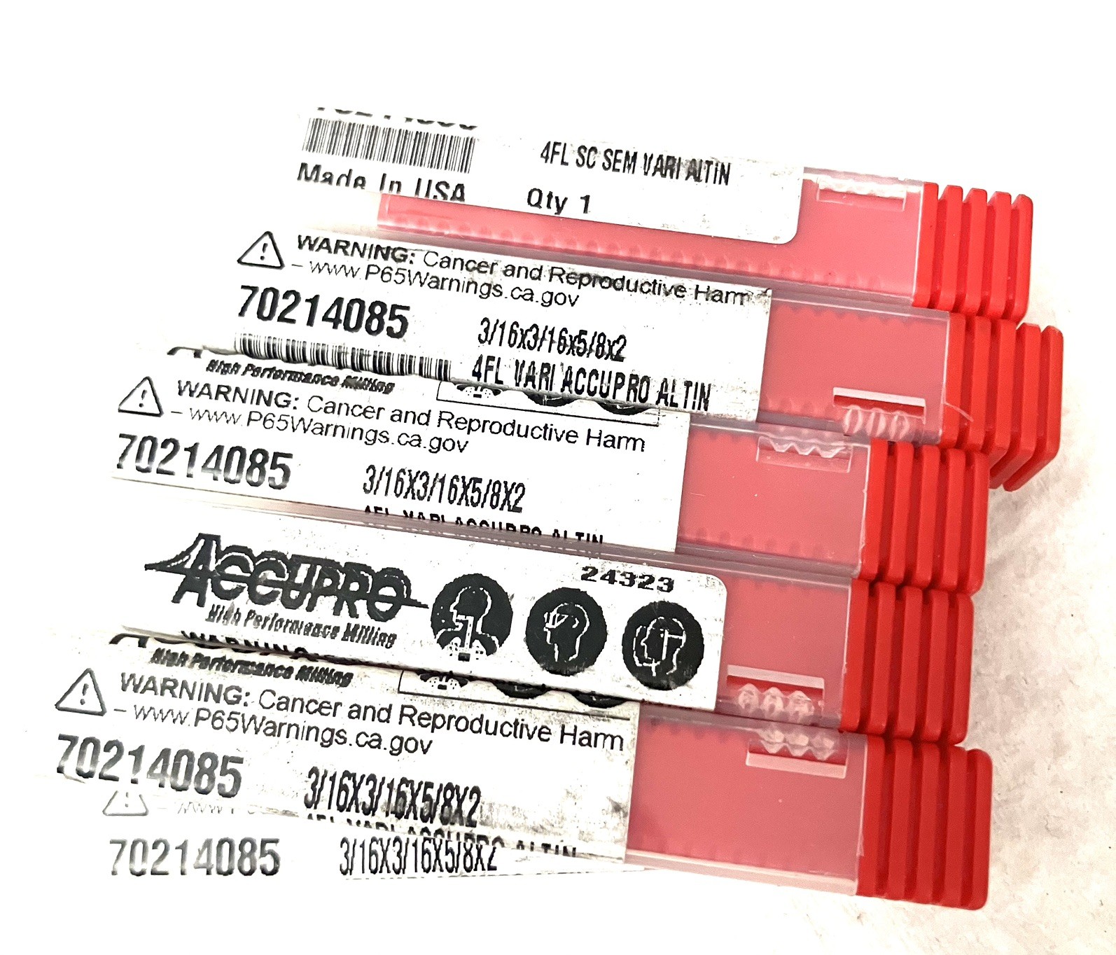 10PC Accupro 3/16″ 4FL Square End Mill Solid Carbide AlTiN 70214085 NEW