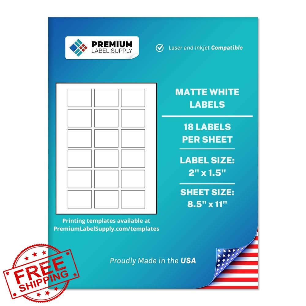 Premium Label Supply White 2×1.5 Inch Labels 1800