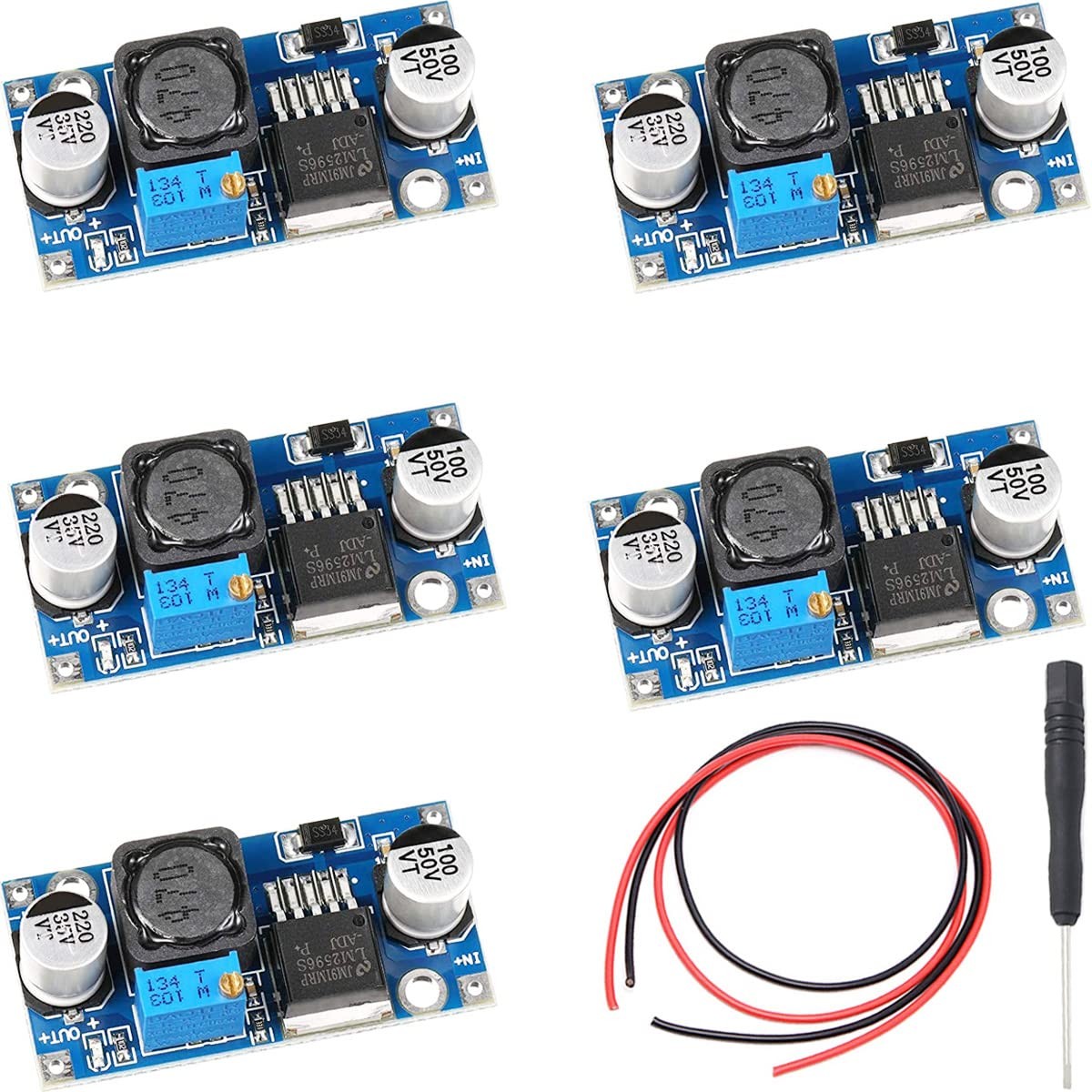 DKARDU 5 pcs LM2596S DC-DC 3.2-46V to 1.5-35V 3A Buck Converter Adjustable St…