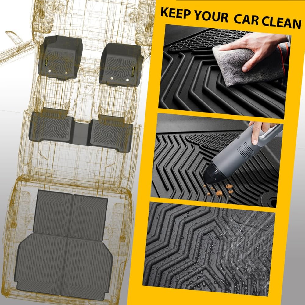 TPE Floor Mats Cargo Liners for Nissan Titan Crew Cab 2004-2015 3PCS All-Weather