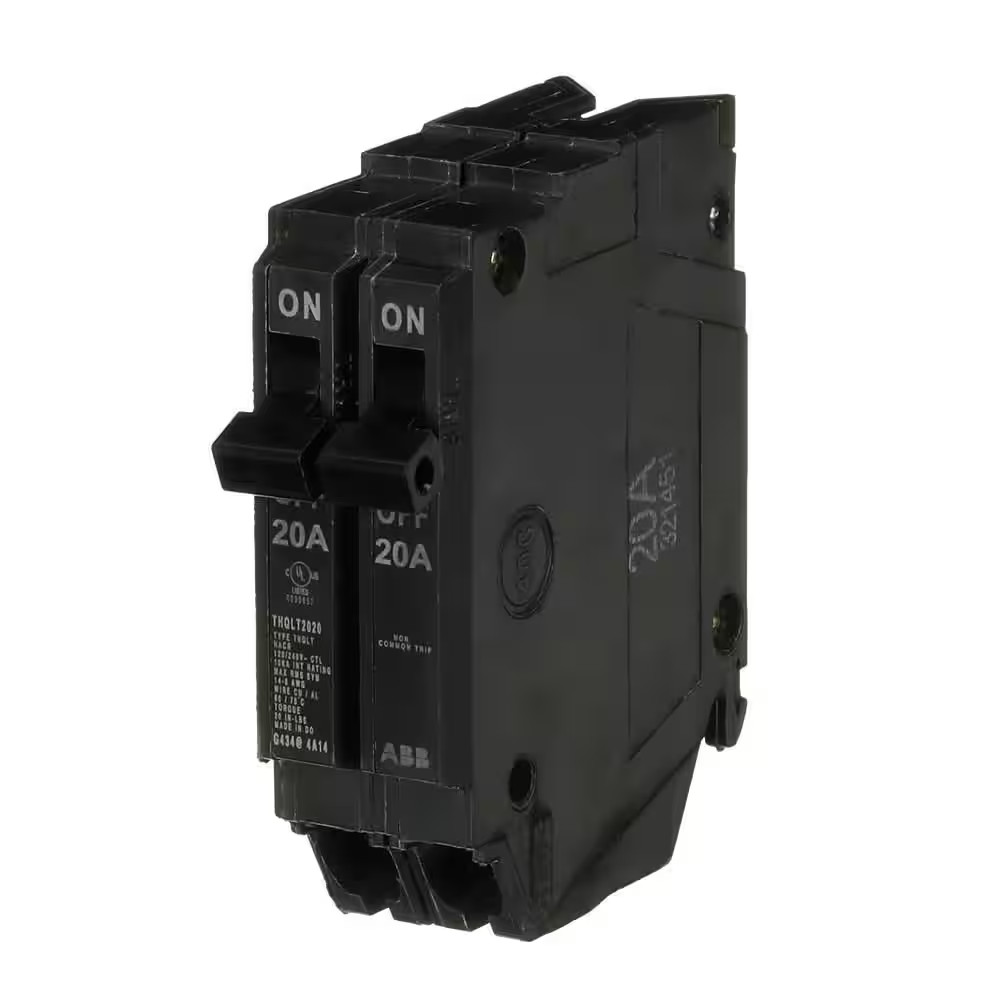 2-20 Amp Single-Pole Tandem 120-Volt/240-Volt Circuit Breaker (THQLT2020A)