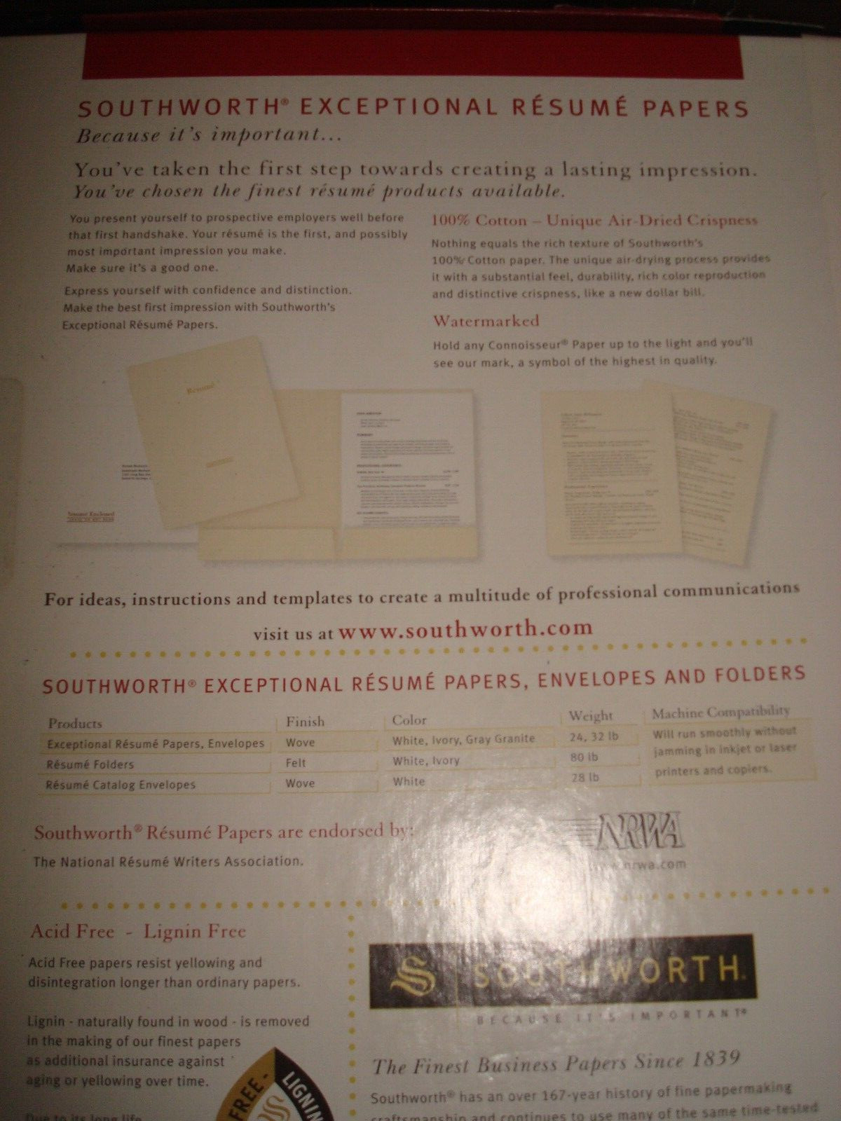 SOUTHWORTH IVORY RESUME PAPER 32LB