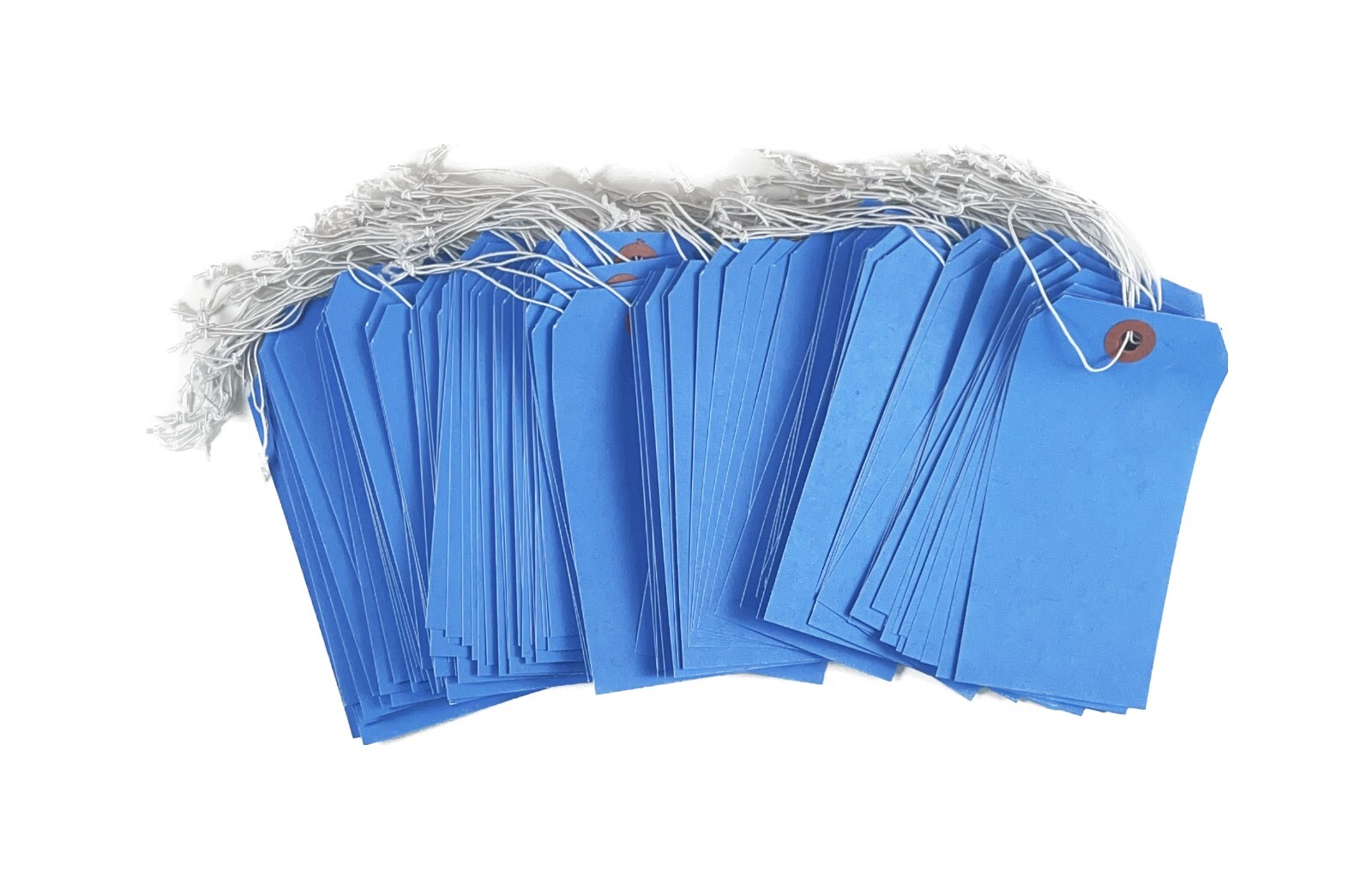 100 – 4 3/4″ x 2 3/8″ Blue Inventory Tags Strung with ELASTIC Stretchable String