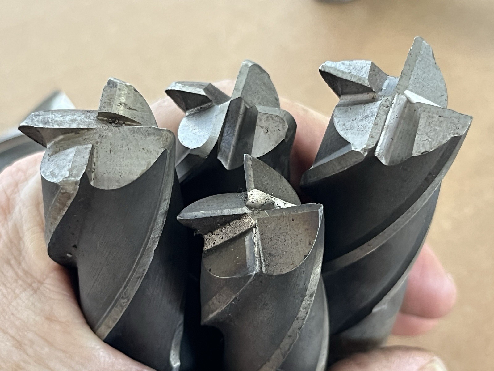 Lot of 9 Corner Radius End Mills 1” Diameter 4 Flute & One 1 1/8 Diameter