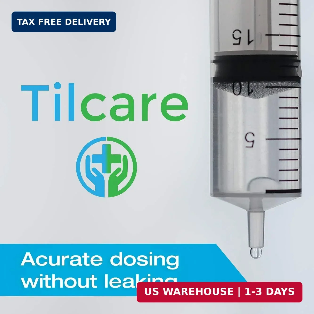 60ml Catheter Tip Syringe with Covers 5 Pack by Tilcare – Sterile Plastic Medici