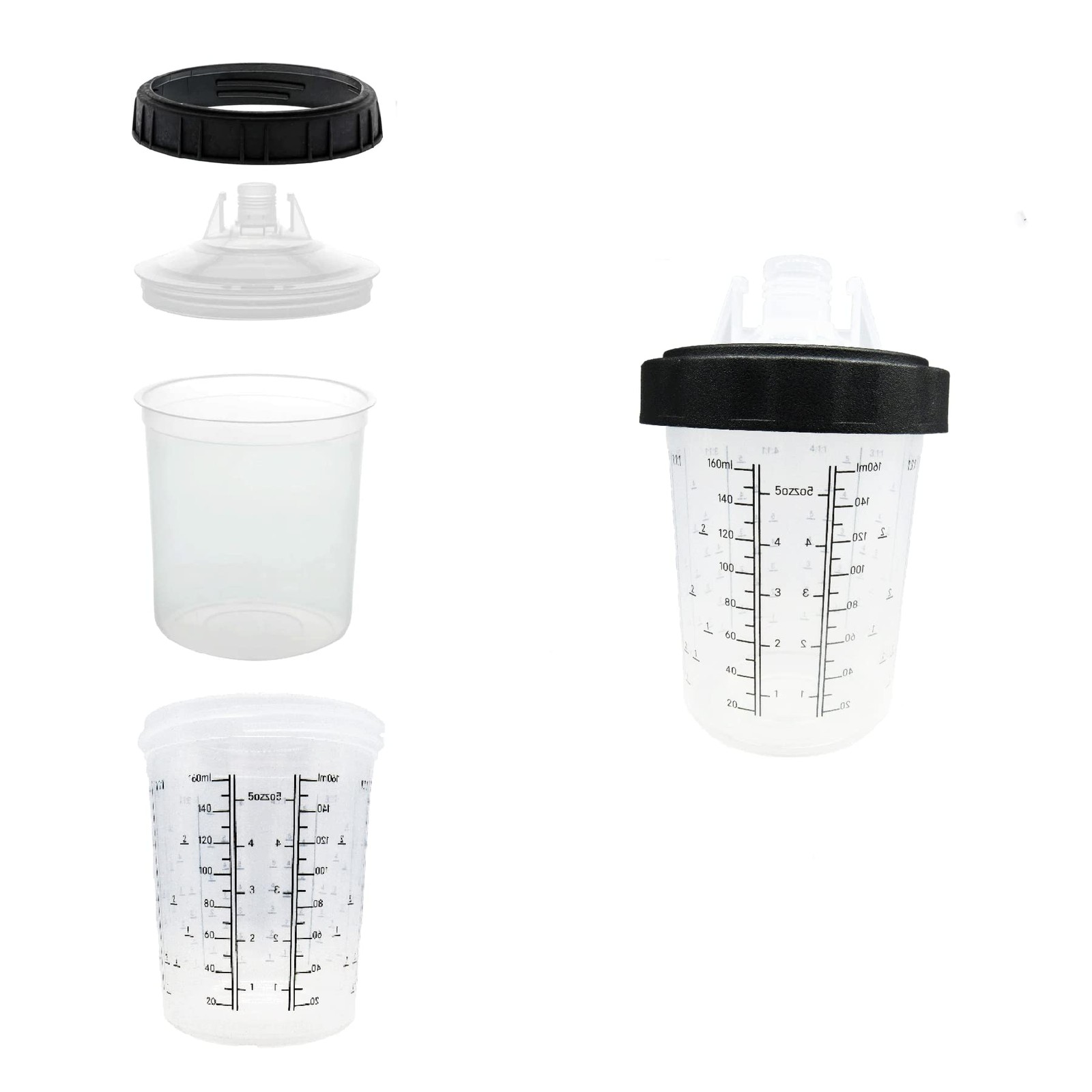 Paint Spray Gun Cup Liners and Lid System Mini Size 6 oz 50 Pcs