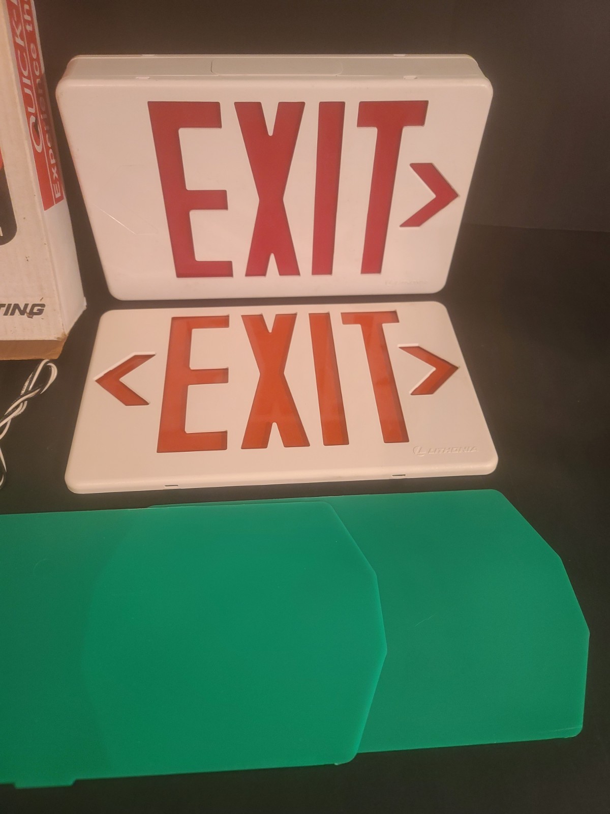Lithonia Lighting Hardwire RED OR GREEN Emergency EXIT Sign QMSW 3 R /G 120 Volt