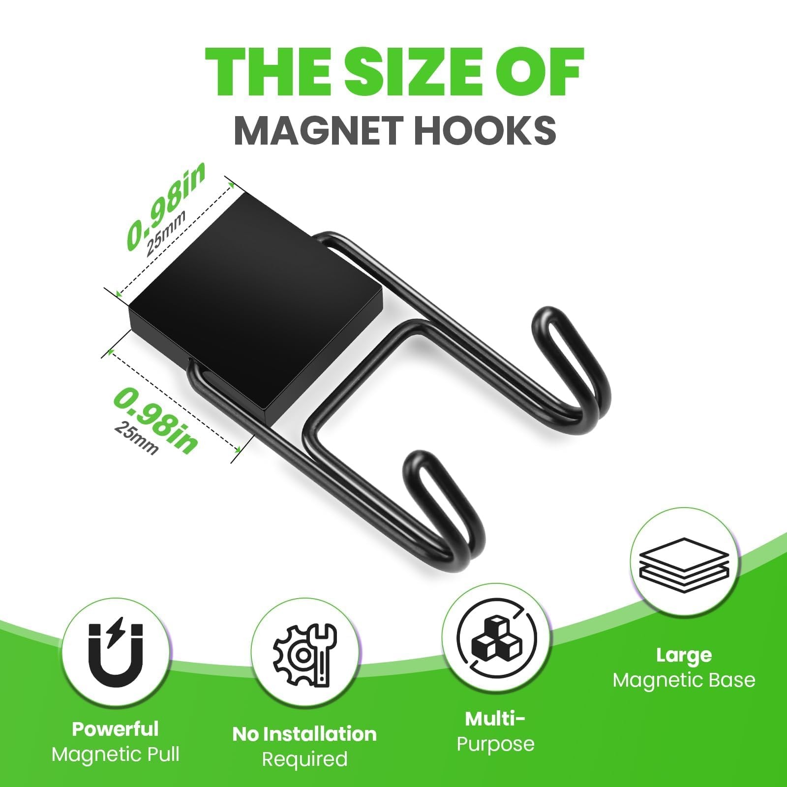 MIKEDE Magnetic Hooks 50lbs+ Magnet Hook Cruise 0.98×2.36 in, Black