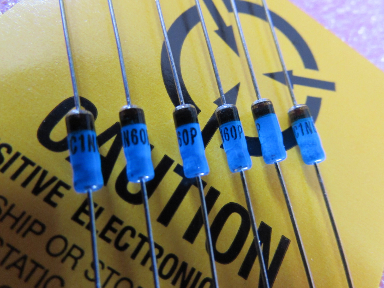 1N60P, 1N60 Central Semi Gold Bonded Germanium Glass Diodes Vintage 6pcs NOS USA
