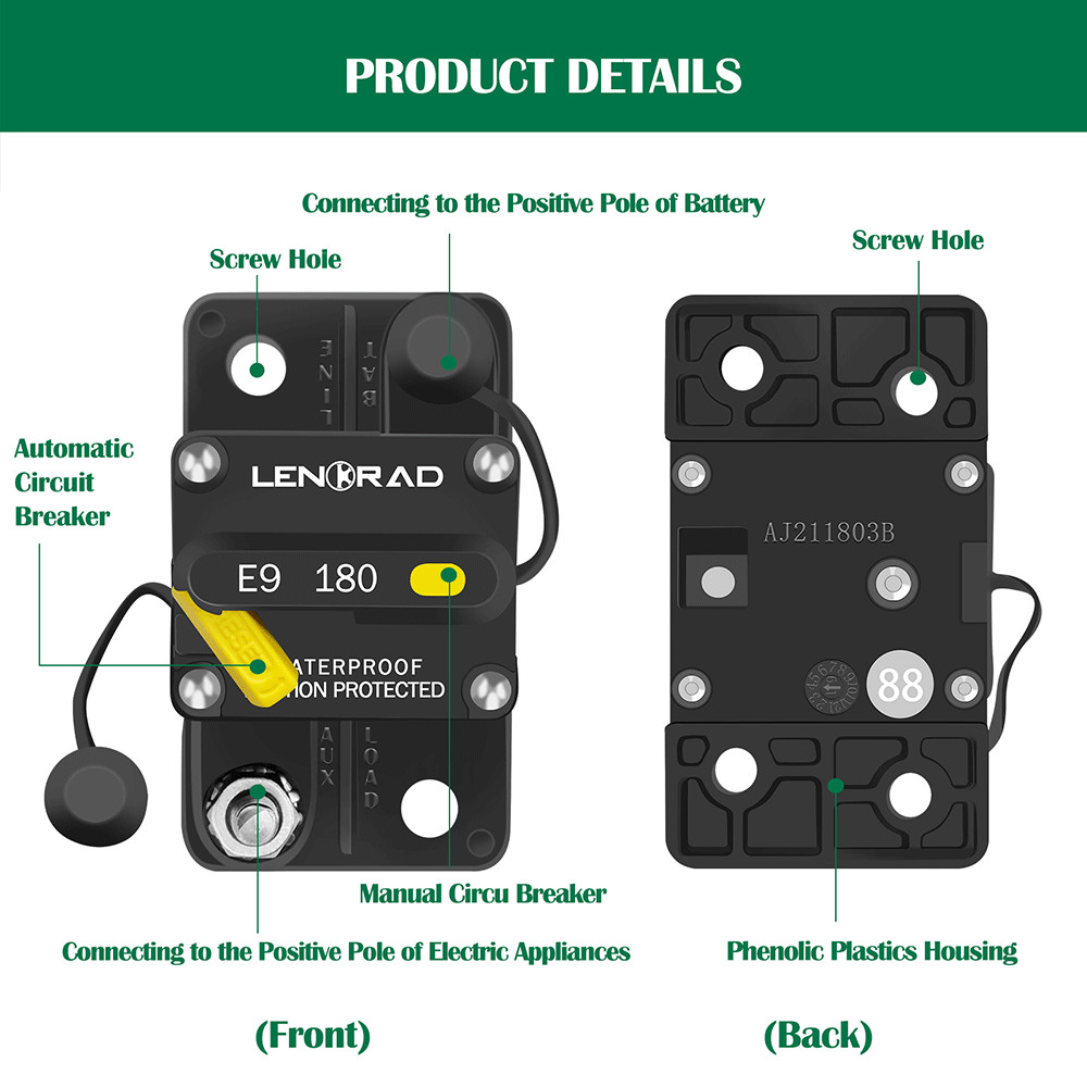 30A-300A Amp Waterproof Circuit Breaker Auto/Marine/Solar 12-48V DC Manual Reset