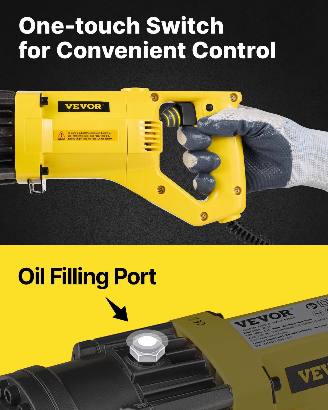 VEVOR Portable 5/8″ (16MM) #5 Rebar Cutter Metal Rod Cutting Electric 110V