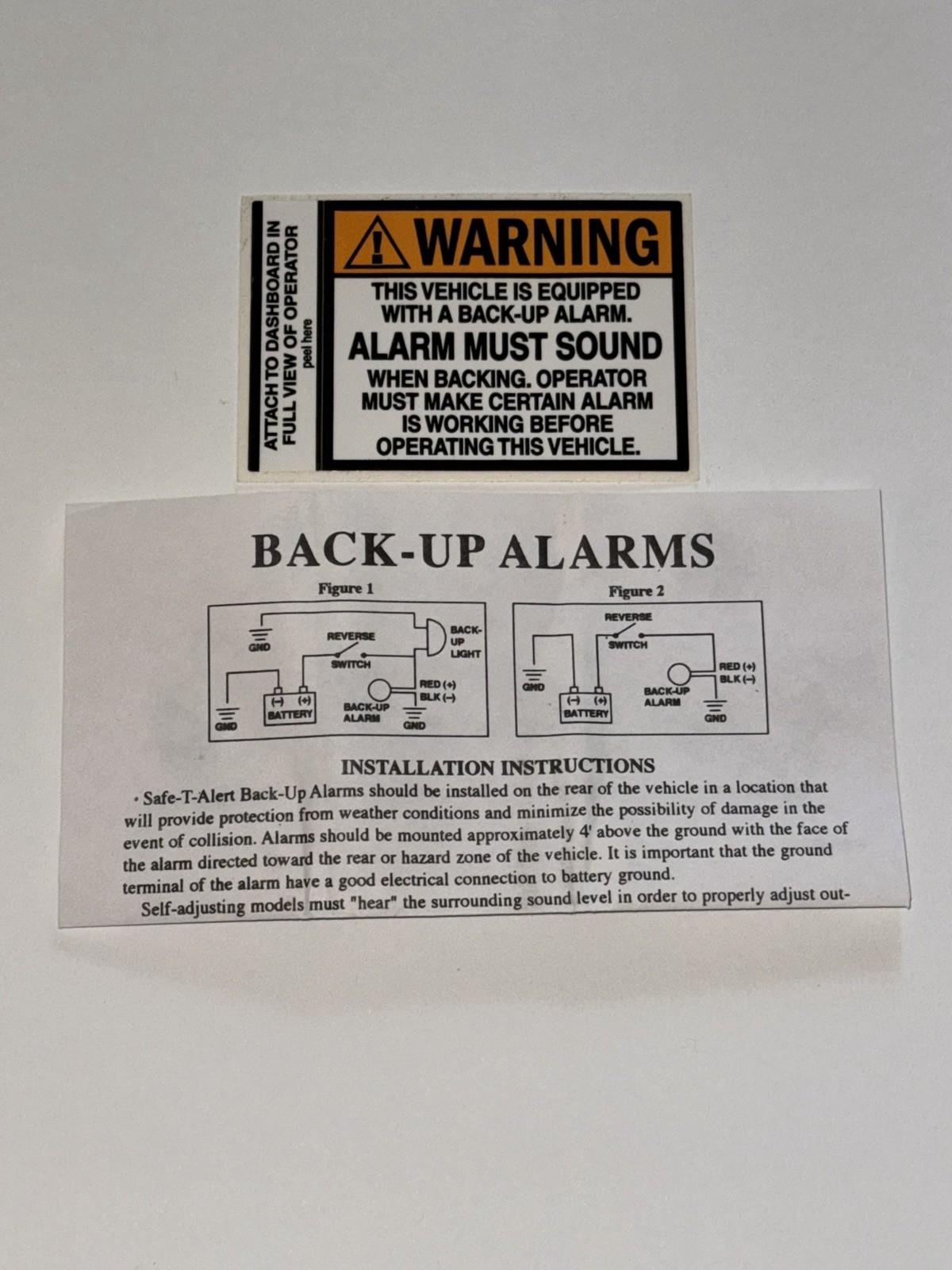 SAFE-T-ALERT STA21602W 102dB 12/24VDC BACKUP ALARM NOS