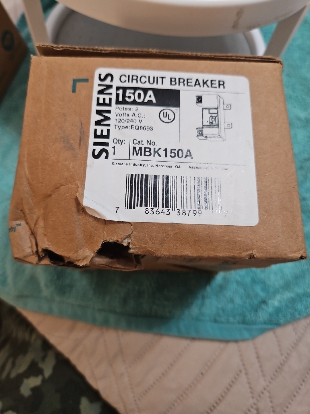 Siemens MBK150A Circuit Breaker, 150A, 2Poles, 240V