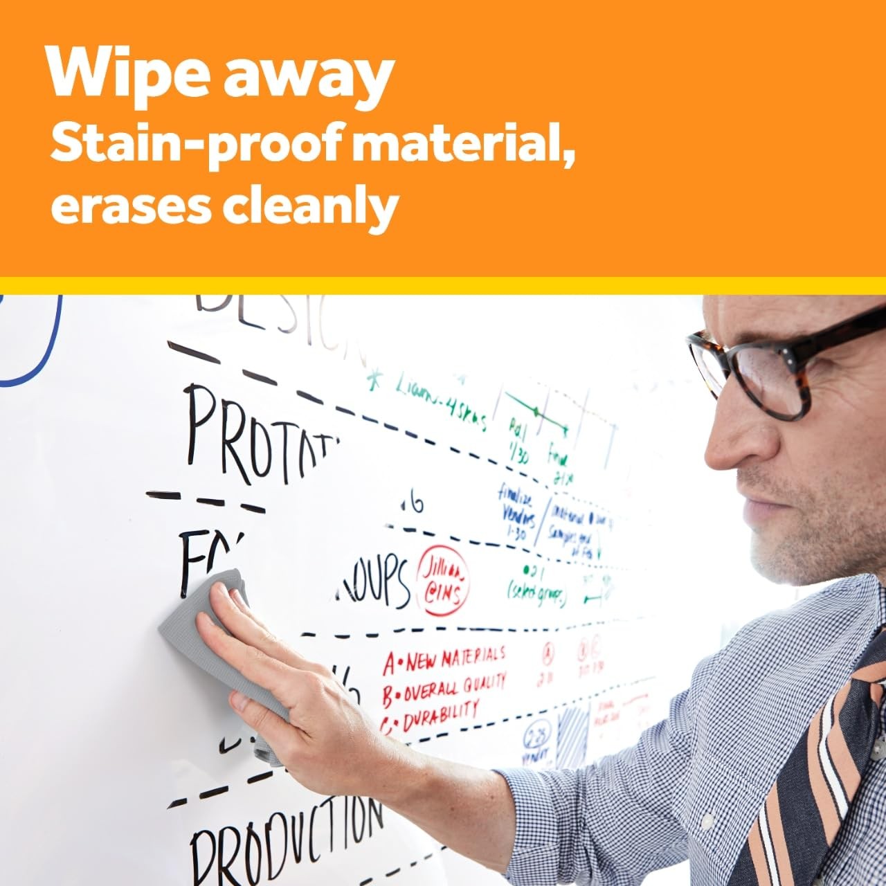 Post-it Dry Erase Whiteboard Film Surface for 4″W x 25.6″H, 3 Ft X 2