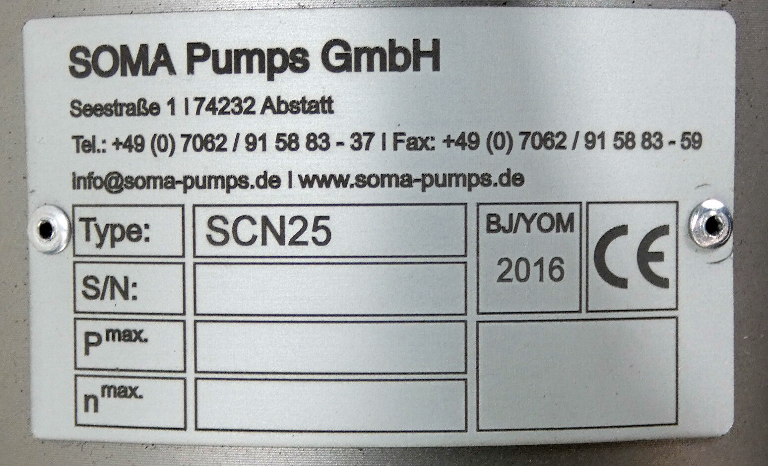 SOMA pumps SCN25 sine sodial pump sine pumps 15 bar 1000-16000L/h -unused-