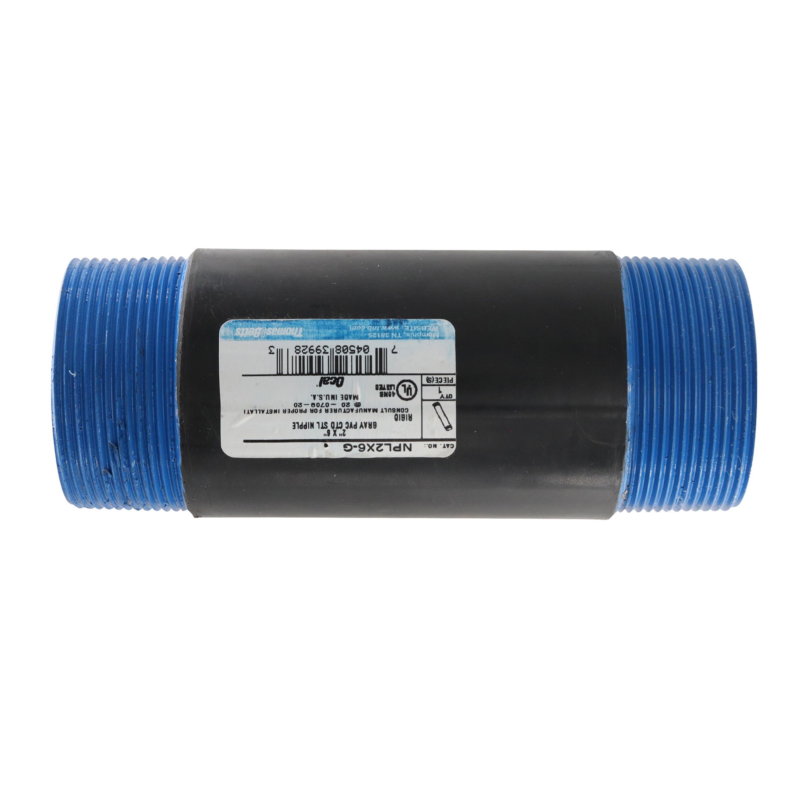 THOMAS & BETTS NPL2X6-G OCAL THREADED PVC-COATED CONDUIT NIPPLE, 2-INCH X 6-INCH