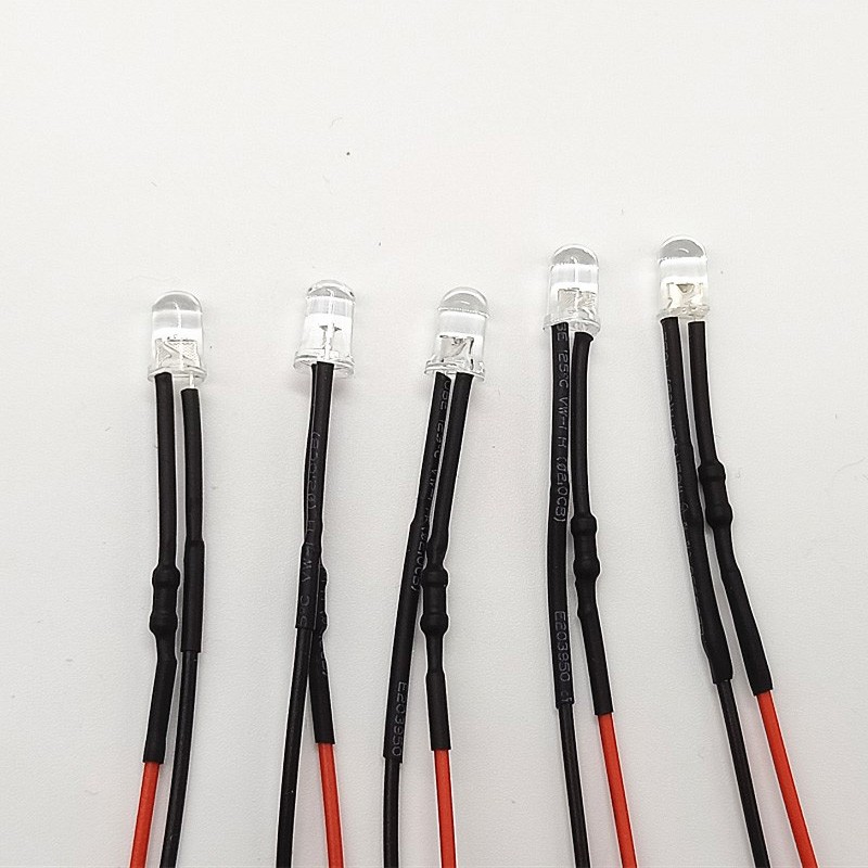 Candle Flicker 3mm 3V 5V 6V 9V 12V 24V 36V 48V Lens Wired LEDS Various Colours