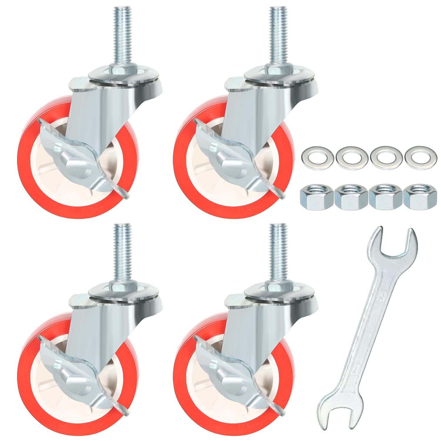 3 Inch American Size Threaded Stem Swivel Caster Wheels Heavy Duty Non Marking R