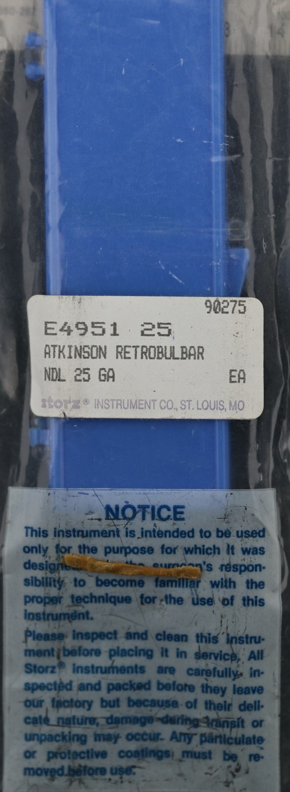 Storz E4951 Atkinson Retrobulbar Needle, 25 Gauge, Beveled Sharp Point, 2″