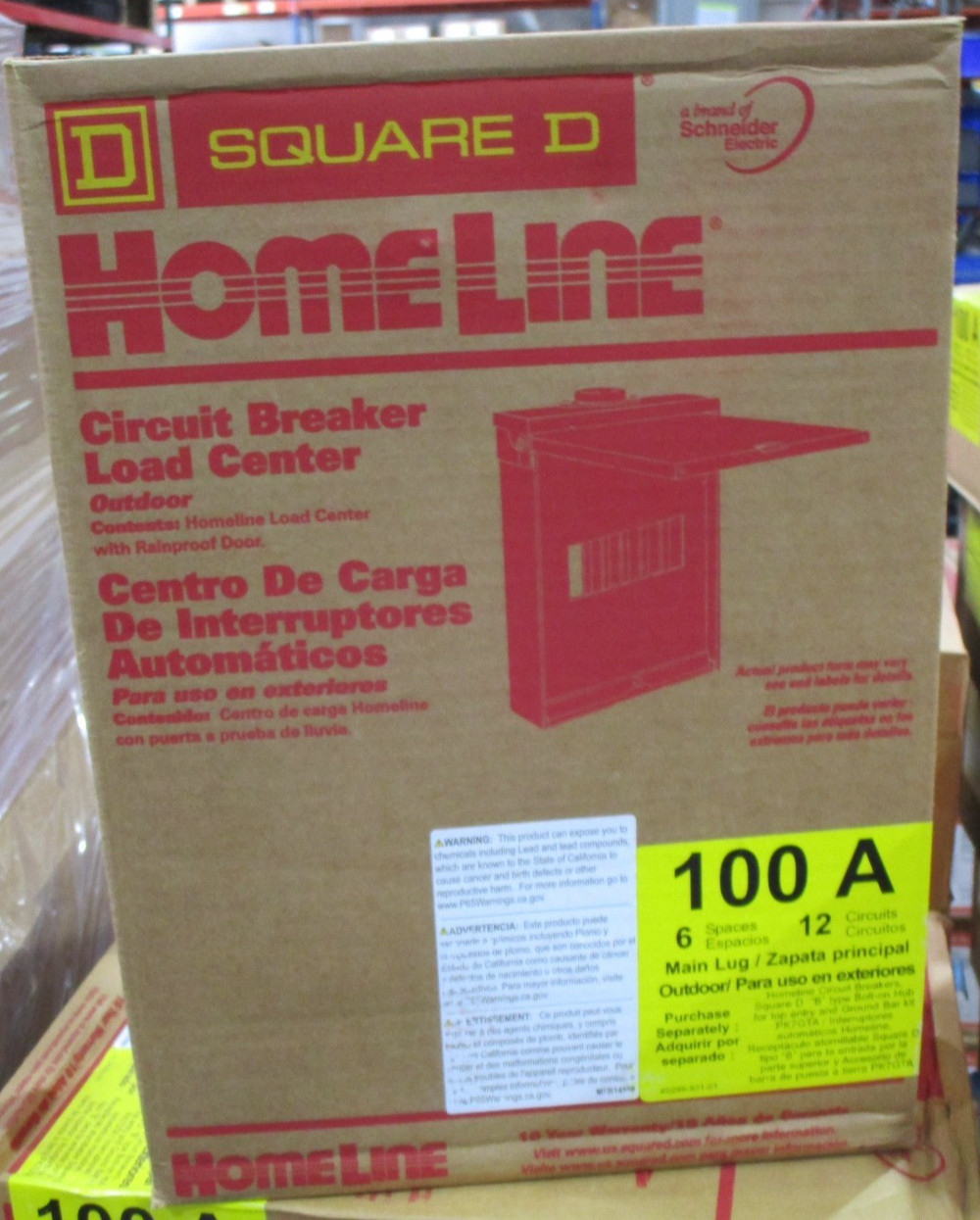Homeline Circuit Breaker Load Center HOM612L100RB 100 AMP 6 SPACES 12 CIRCUITS
