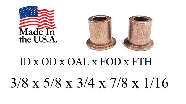 2pc, American Bronze, 3/8×5/8×3/4×7/8×1/16, Made In USA Flanged Bronze Bushing