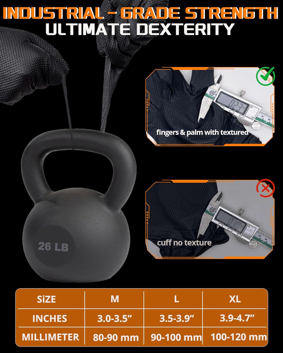 9 mil Heavy Duty Nitrile Gloves Latex Free Rubber, Chemical Resistant XL