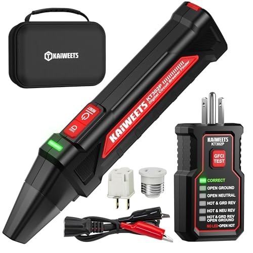 KAIWEETS Circuit Breaker Finder Tool Kit, GFCI Outlet Tester with DualSided L…