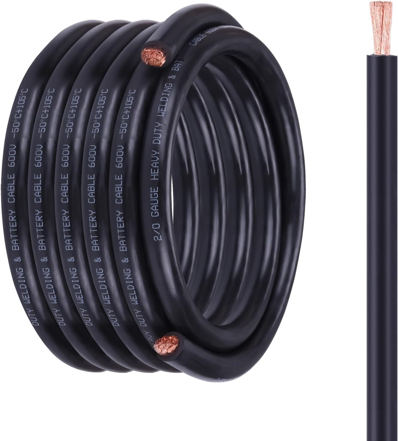 4/0 Battery Cable, 5FT Red + 5FT Black 4/0 Welding Cable, Stranded Oxygen-Free P