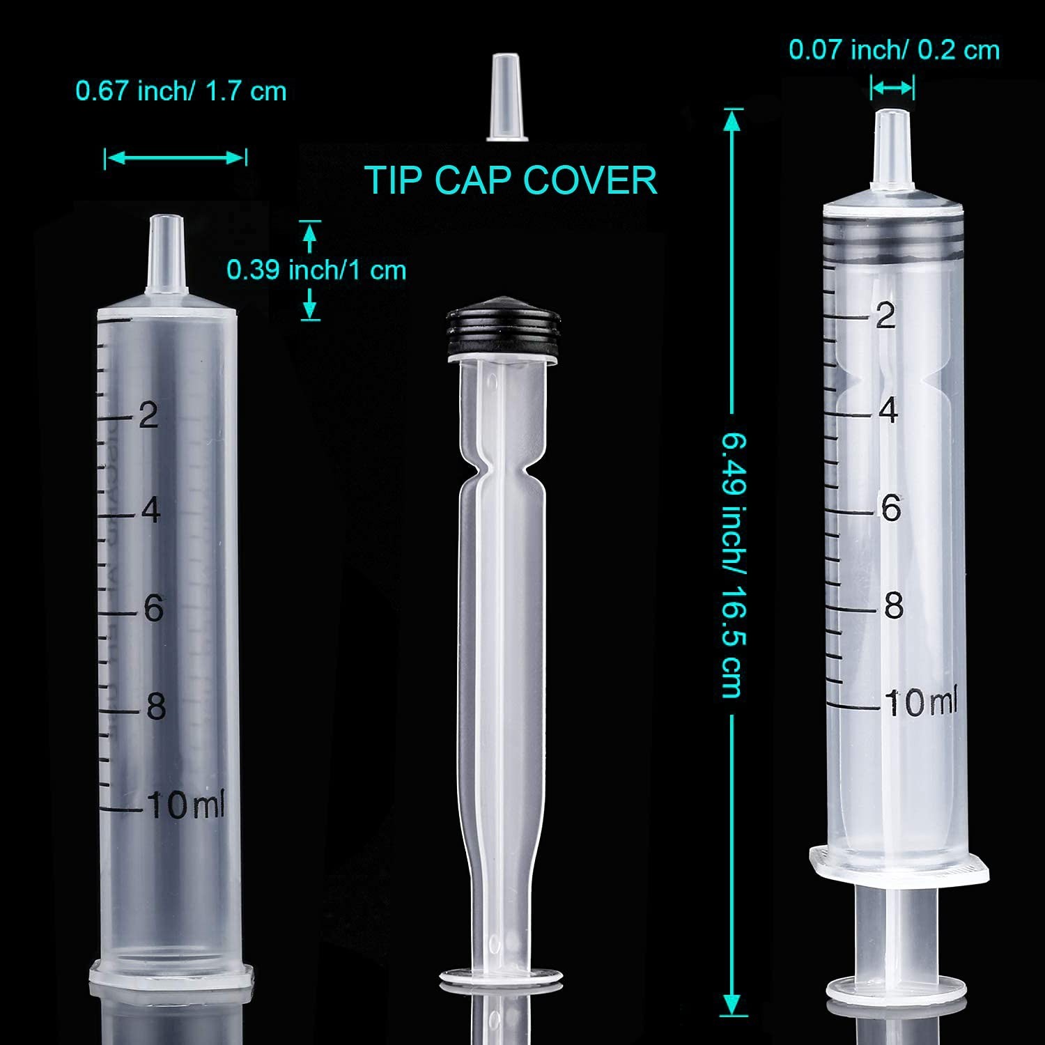 100 Packs 10ml Plastic Syringe, Luer Slip Tip with Cover Cap, Syringes for Li…