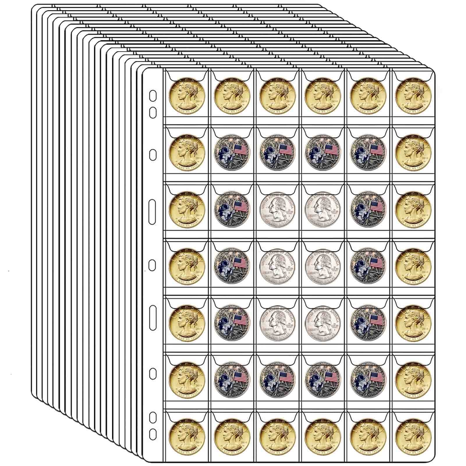20 Sheets Coin Collection Supplies Pages, Standard 9-Holes 42 Pocket