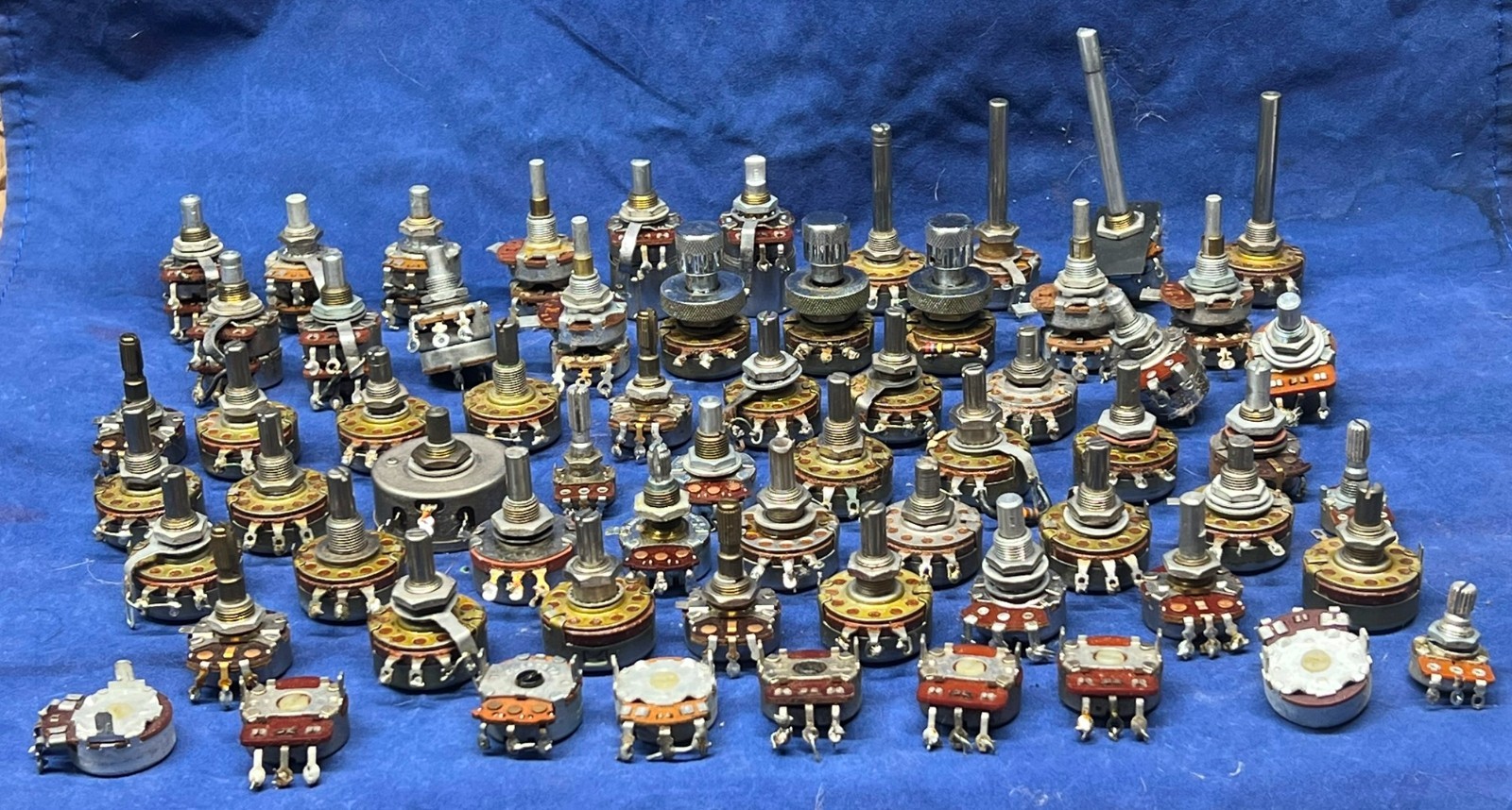 Variable Resistors ~ Assorted vintage potentiometers ~ Used & untested x 64