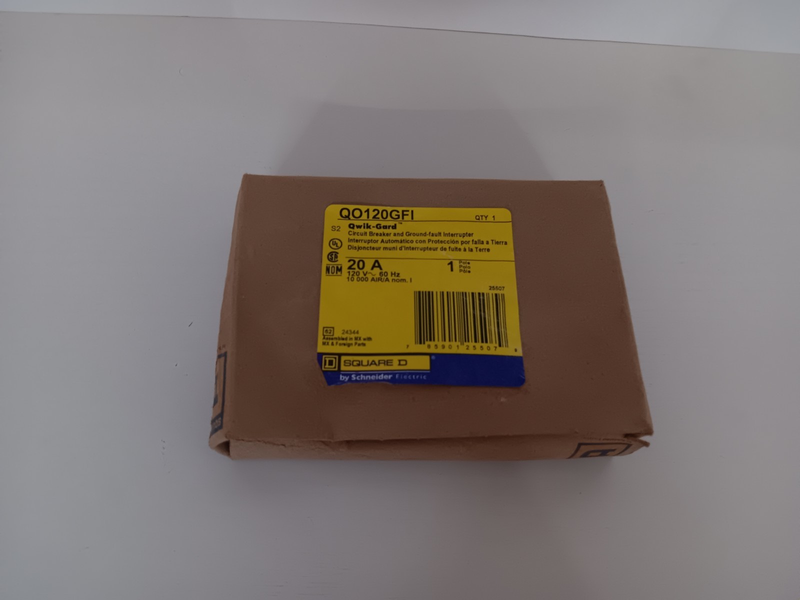 NIB – Square D – QO120GFI – Miniature Circuit Breaker, 20A, 1 Pole, 120Vac