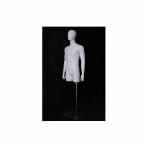 Adult Male Egg Head Matte White Mannequin Torso Display with Thighs