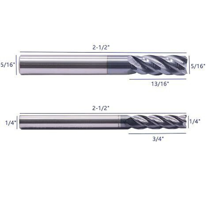 6Pcs 4 Flute Solid Carbide 1/8″ – 1/2″ End Mills Set – AlTiN Coated