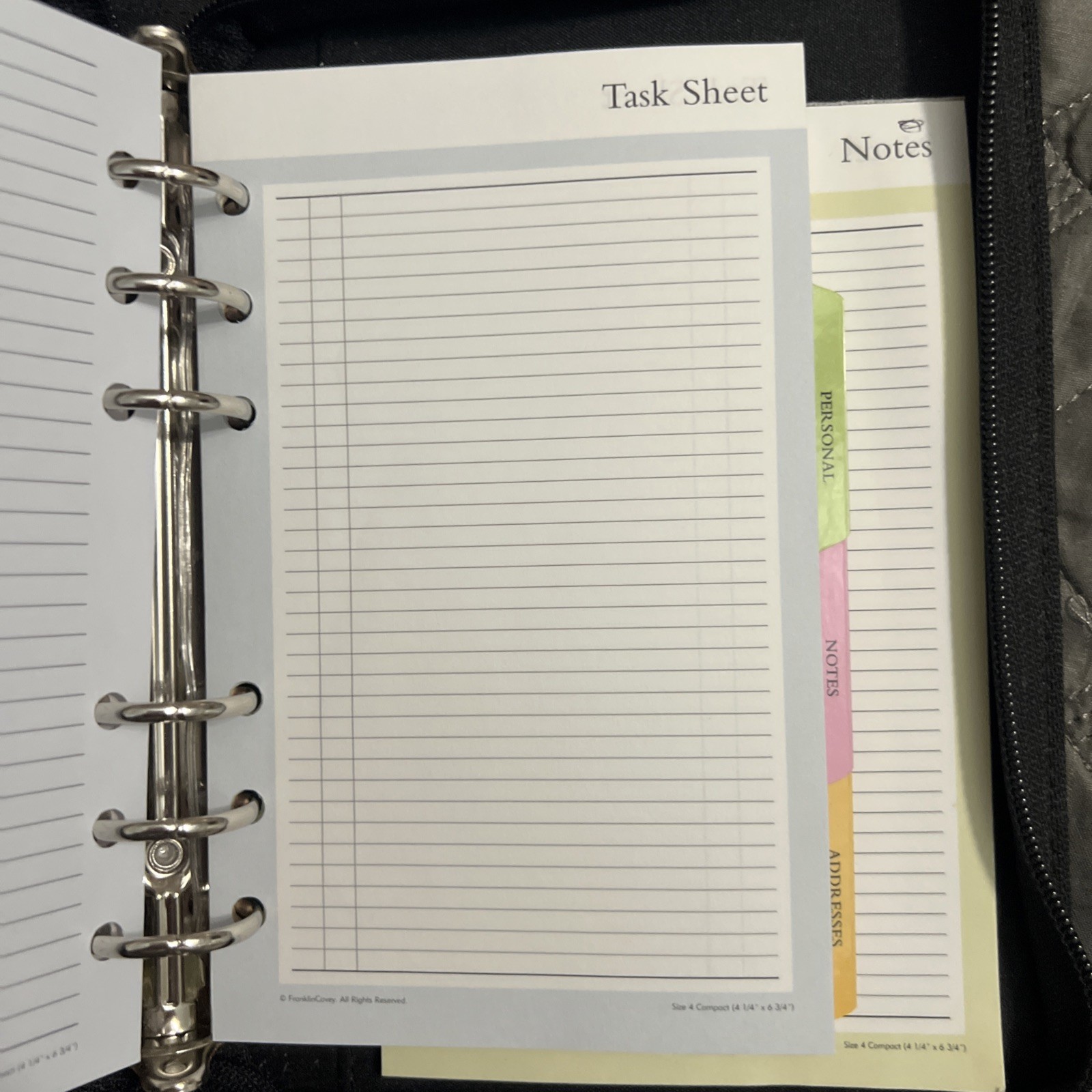 Franklin Covey 365 Classic 6-Ring Binder Organizer Black Orange Crocodile Zip