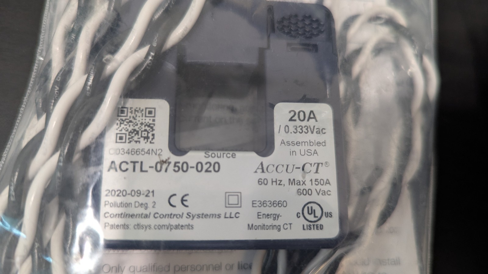 Accu-CT 20A Split-Core Current Transformer 333mV Output (3 pack)