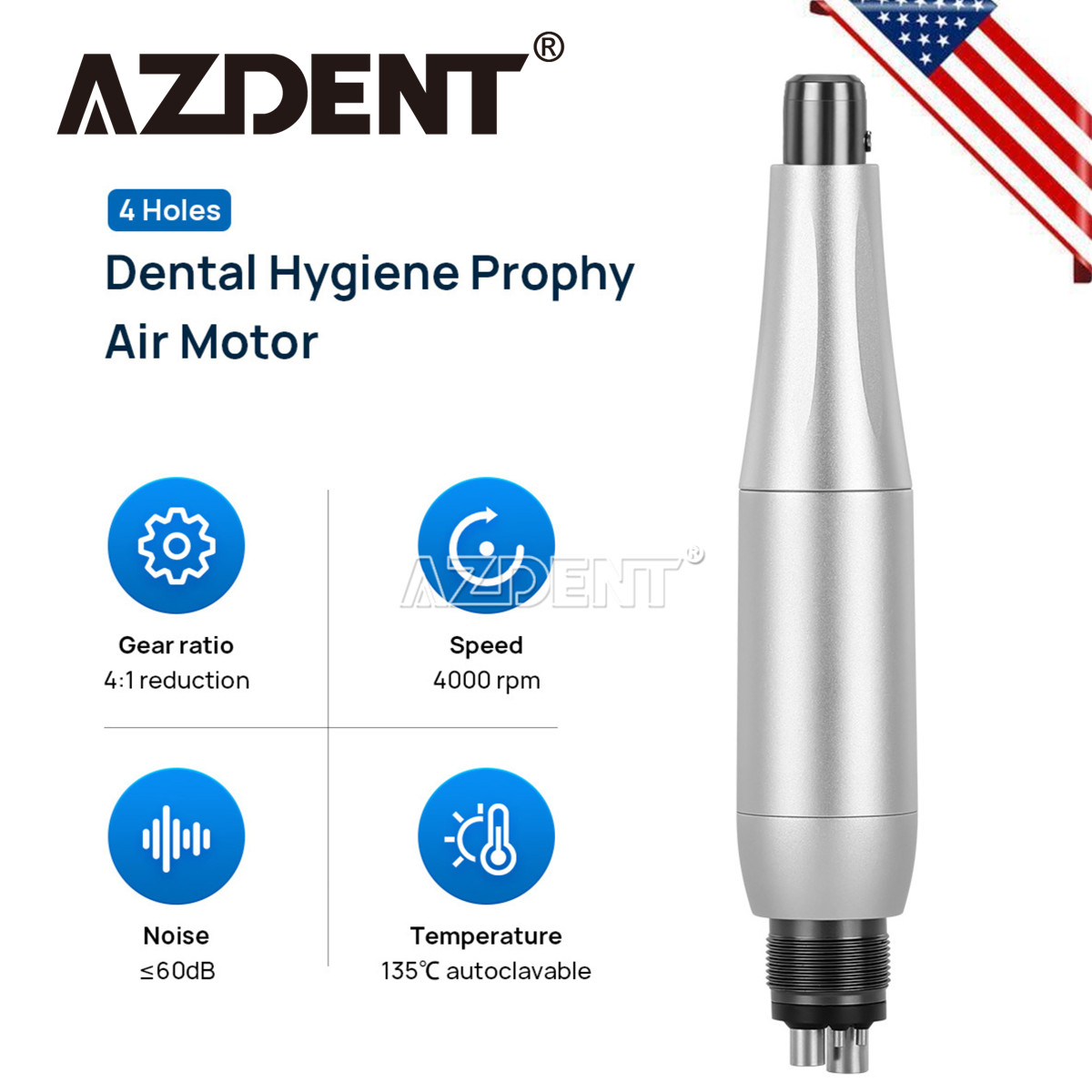NSK Style Dental Hygiene Prophy Handpiece Air Motor 4H 4:1 Nose Cone 360° Swivel