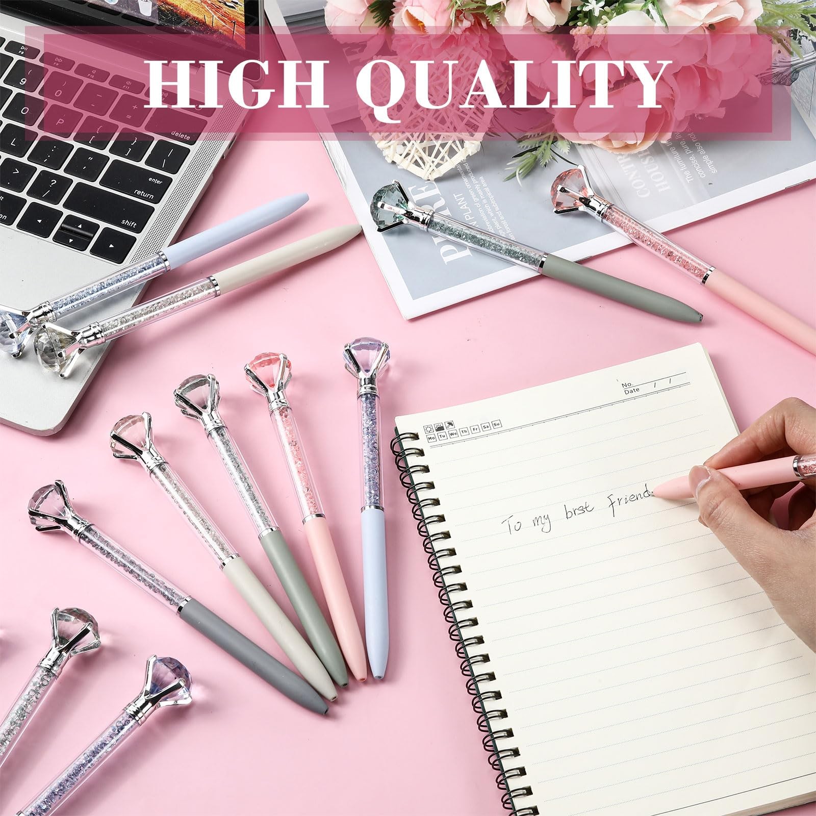 160 Pcs Diamond Ballpoint Pens Big Crystal Colorful Retractable Gem Rhineston…
