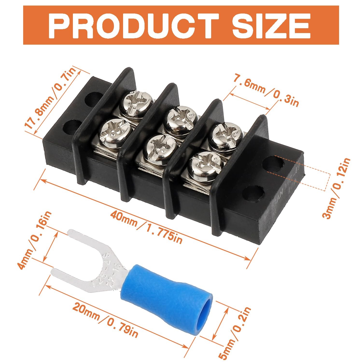 3 Circuits 3 Positions Terminal Block 20-30A 200-450V Dual Row Screw Terminal…