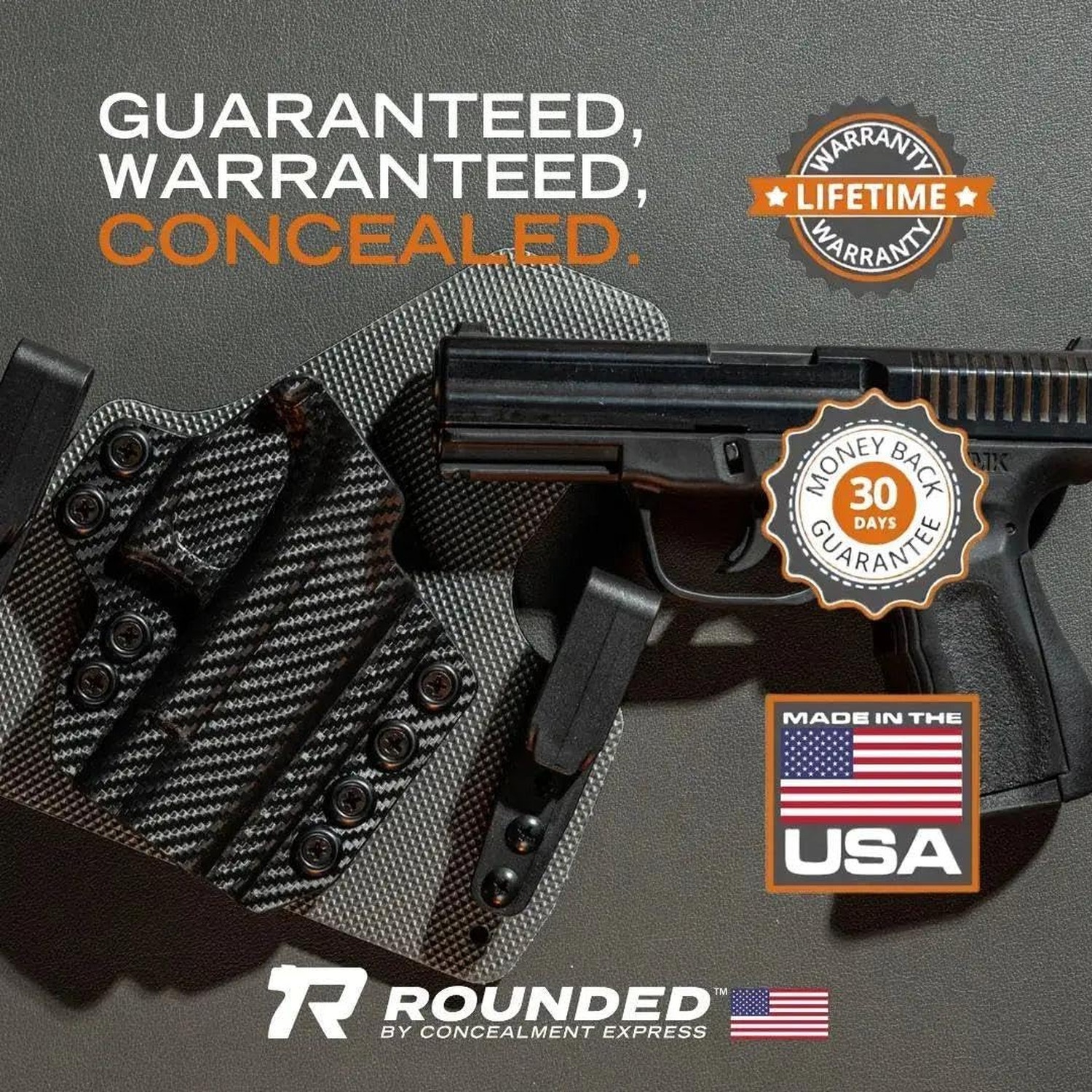 Rounded IWB Holster Fits: Glock 43 43X Holster – RH – Carbon Fiber Black Kyde…