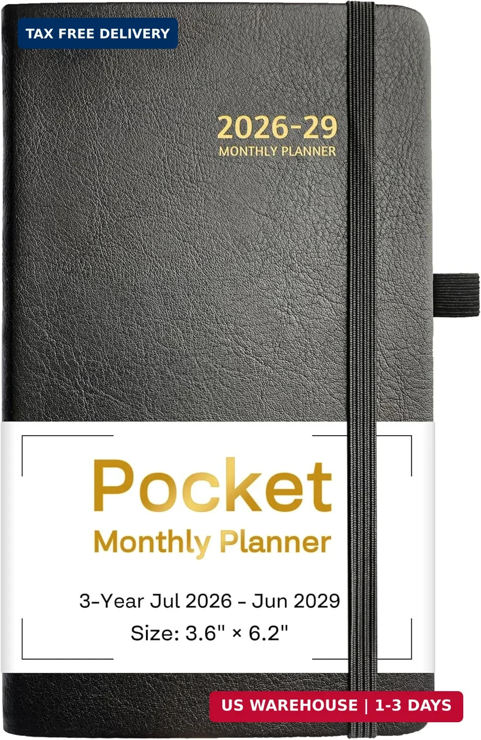 2026-2029 Pocket Monthly Planner, 3 Year Calendar 2026-2029, 6.2» x 3.6» x 0.6