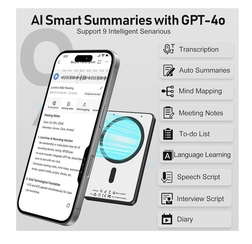 AI Voice Recorder with Lifetime free Transcription- ChatGPT powered 107 Language