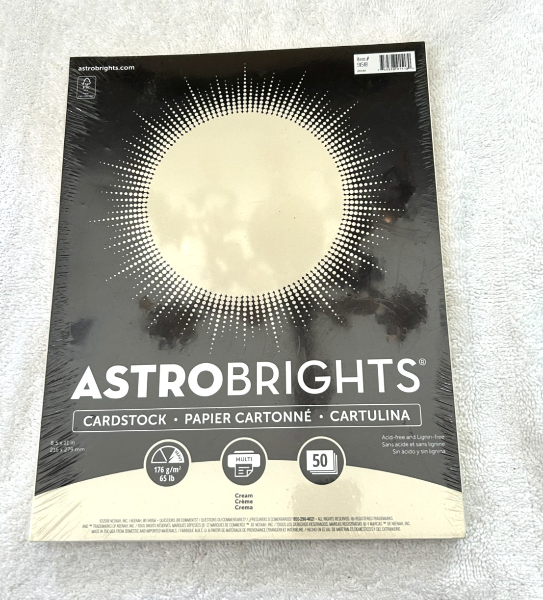 ASTROBRIGHTS 65 lb Cardstock Papier Cartonne Cartulina 50 cream 8 ½ x11 2013 NI