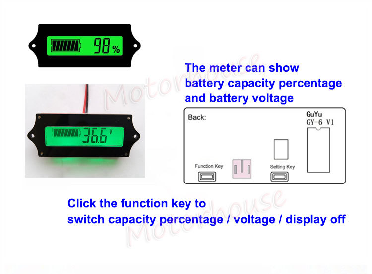 LCD Lead Acid LiFePO4 Lithium Li-ion Battery Volt Meter Capacity Level Indicator