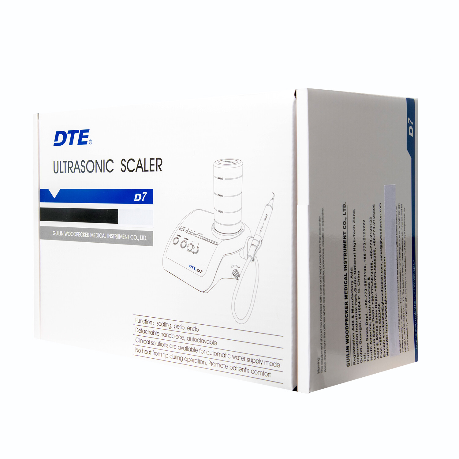 Original Woodpecker Dental Ultrasonic Scaler Piezo DTE D7 + 2 Bottles + 8 Tips