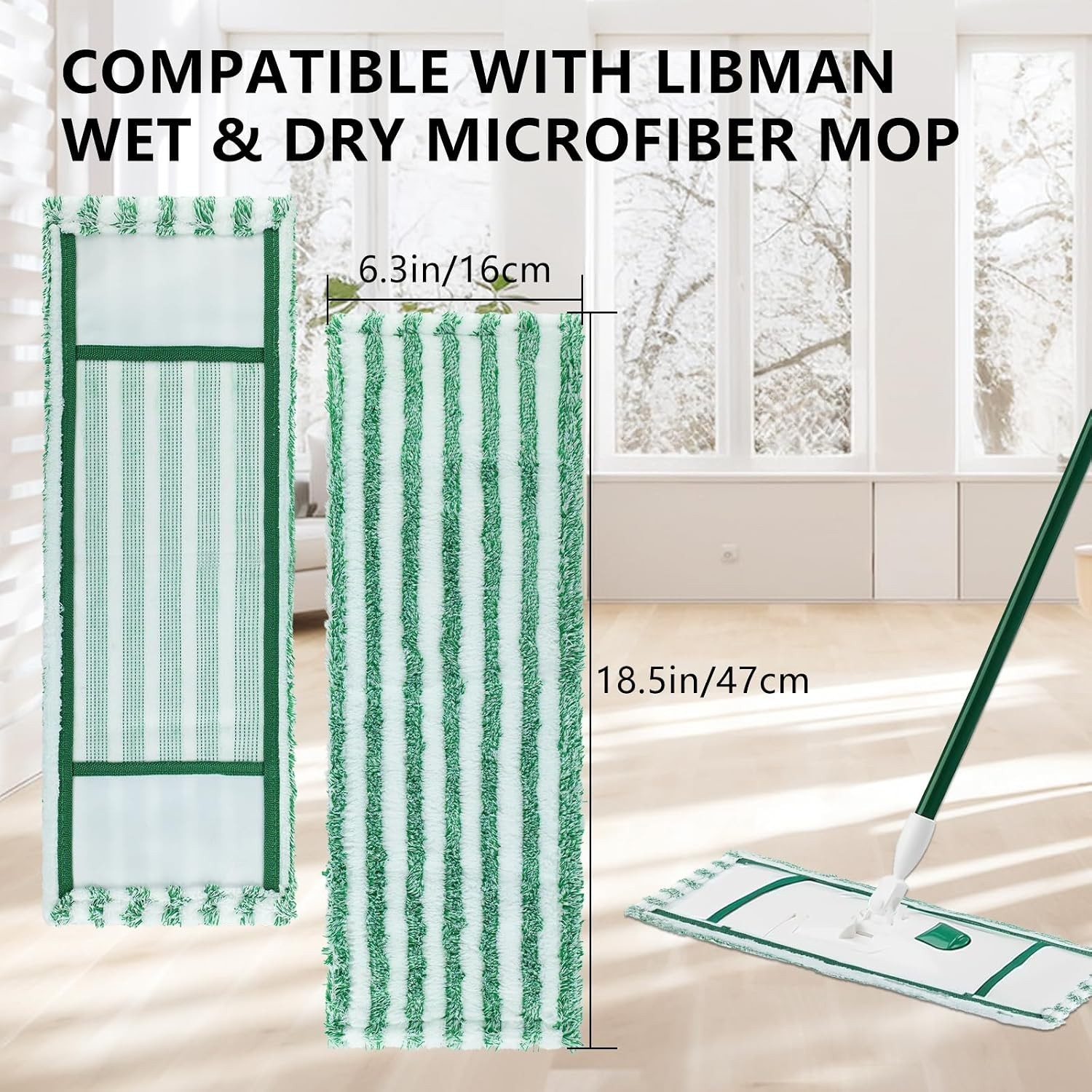 6 Pack Microfiber Mop Head Pads for Libman Wet Dry Mop Reusable Washable – NEW