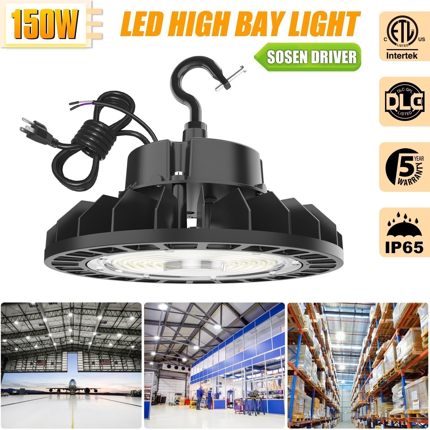 22500lm (Eqv.650W MH/HPS) UFO LED High Bay Light 150W Warehouse Shop Area Lights