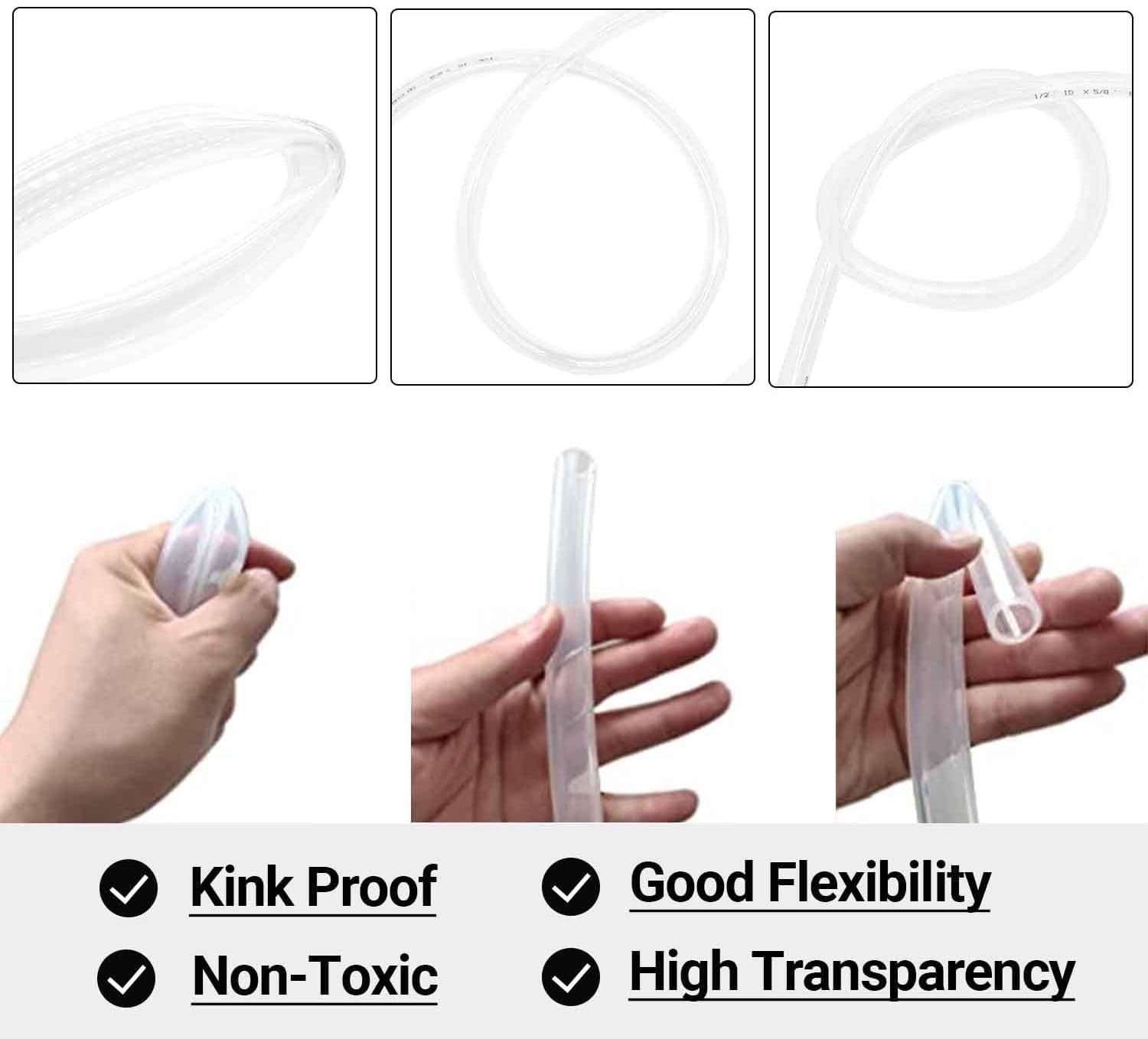 Clear Vinyl Tubing 10ft Flexible PVC Hose Lightweight Non-Toxic